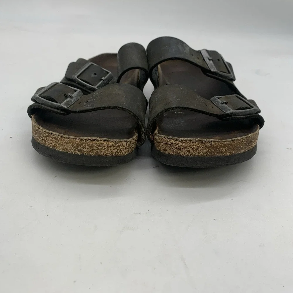 Birkenstock Sandals Womens 9 Mens 7 Brown Leather Comfortable Footbed Slides 260